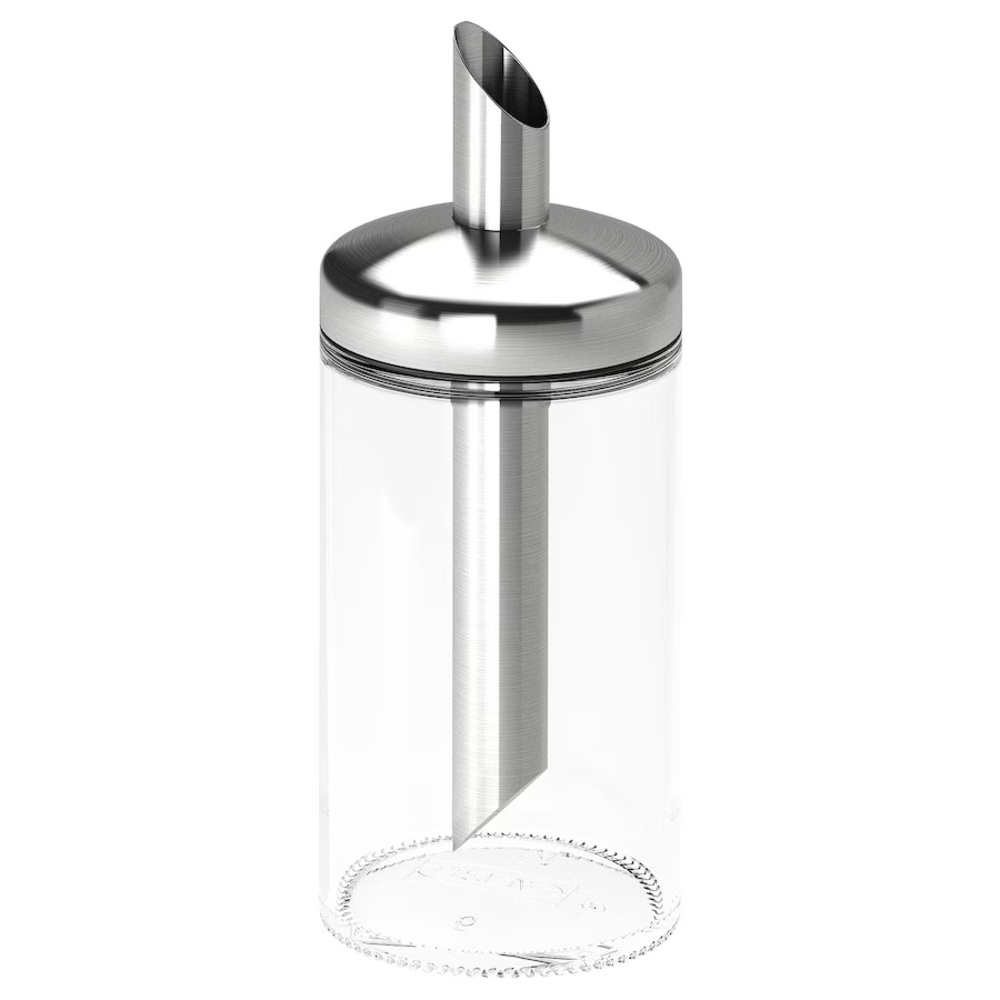 IKEA DOLD Single portion sugar shaker, clear glass/stainless steel, 6"